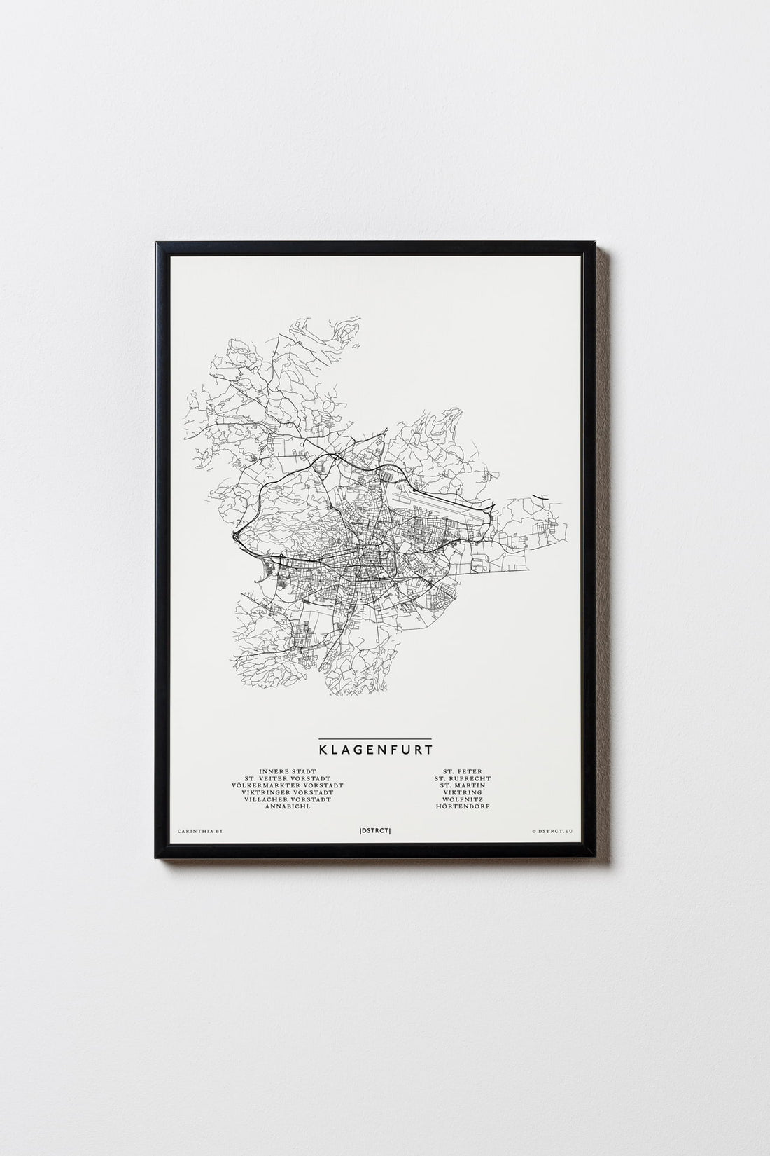 Klagenfurt | Kärnten | Österreich | City Map Karte Plan Bild Print Poster Mit Rahmen Framed