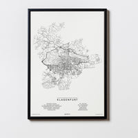 Klagenfurt | Kärnten | Österreich | City Map Karte Plan Bild Print Poster Mit Rahmen Framed