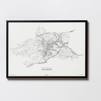 Villach | 9500 - 9587 | Kärnten | Österreich | City Map Karte Plan Bild Poster Mit Rahmen Framed