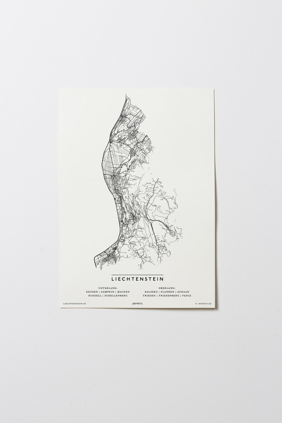Liechtenstein | Fürstentum Liechtenstein | City Map Karte Plan Bild Print Poster Ohne Rahmen Unframed