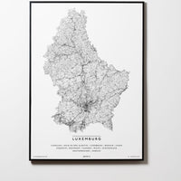 Luxemburg | Großherzogtum Luxemburg | City Map Karte Plan Bild Print Poster Mit Rahmen Framed L & XL