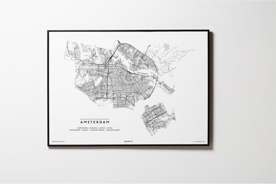 Amsterdam | Niederlande | City Map Karte Plan Bild Print Poster Mit Rahmen Framed L & XL