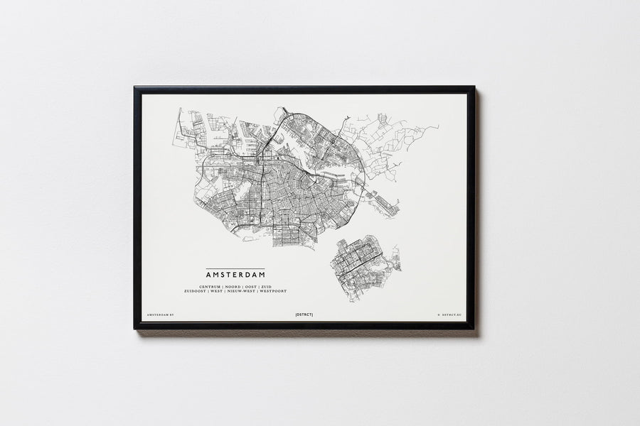 Amsterdam | Niederlande | City Map Karte Plan Bild Print Poster Mit Rahmen Framed