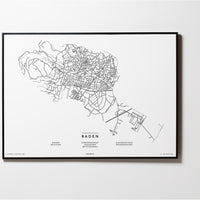 Baden | 2500 | Niederösterreich City Map Karte Plan Bild Print Poster Mit Rahmen Framed L & XL