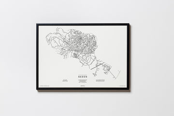 Baden | 2500 | Niederösterreich City Map Karte Plan Bild Print Poster Mit Rahmen Framed