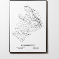 Klosterneuburg | 3400 | Niederösterreich | NEUES DESIGN | City Map Karte Plan Bild Print Poster Mit Rahmen Framed L & XL