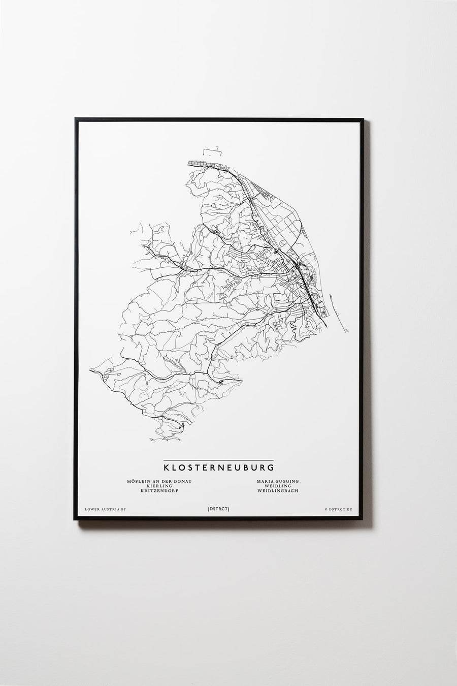 Klosterneuburg | 3400 | Niederösterreich | NEUES DESIGN | City Map Karte Plan Bild Print Poster Mit Rahmen Framed L & XL
