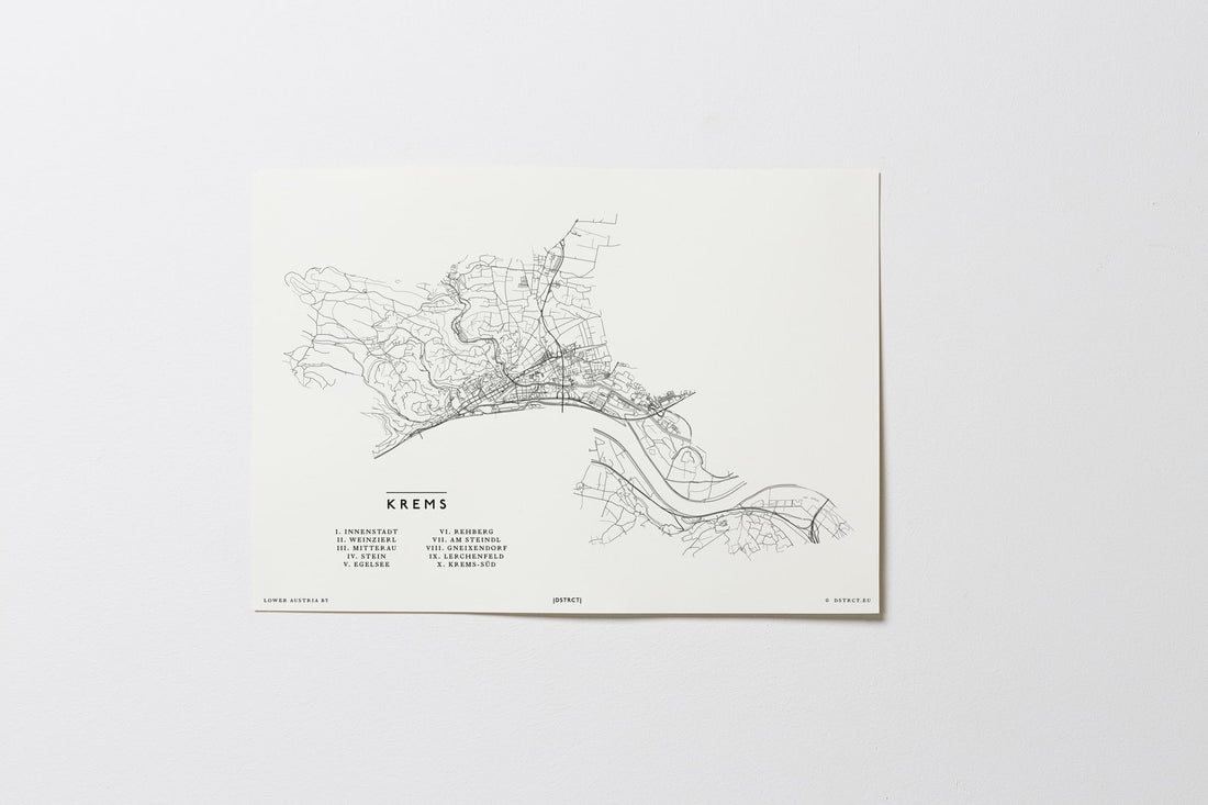 Krems an der Donau | Niederösterreich | City Map Karte Plan Bild Poster Ohne Rahmen Unframed