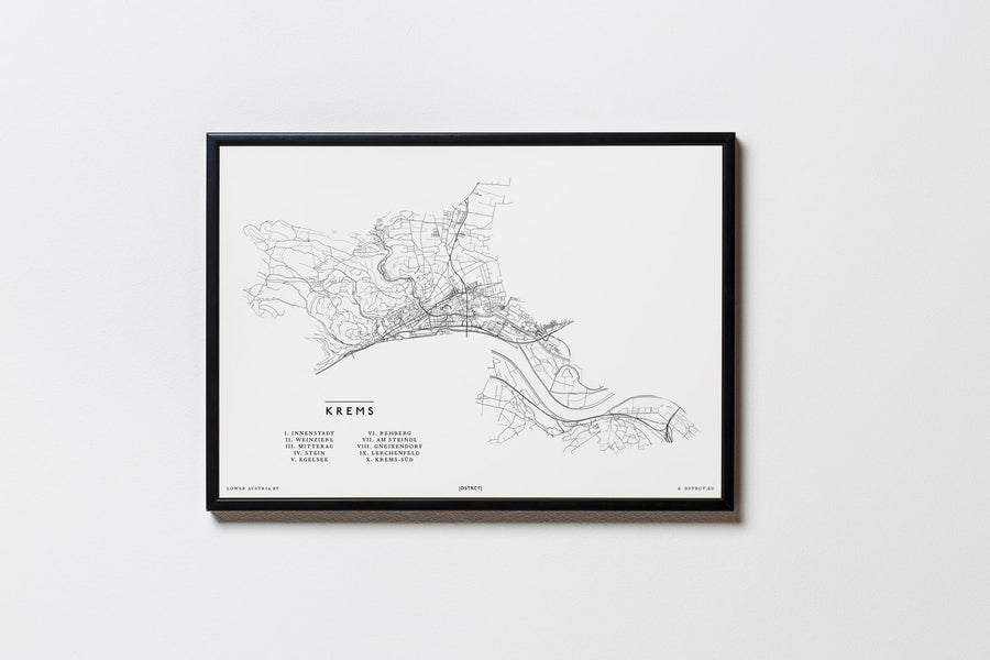 Krems an der Donau | Niederösterreich | City Map Karte Plan Bild Poster Mit Rahmen Framed