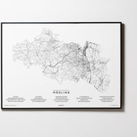 Mödling | Niederösterreich | NEUES DESIGN | City Map Karte Plan Bild Poster Mit Rahmen Framed L & XL