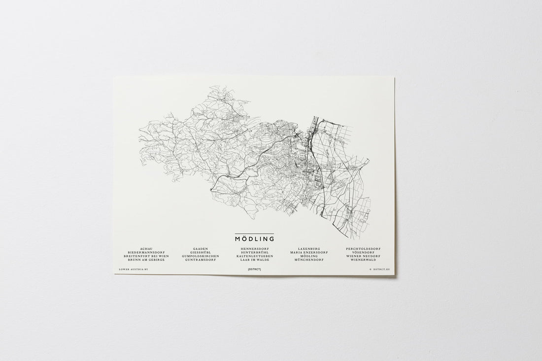 Mödling | Niederösterreich | NEUES DESIGN | City Map Karte Plan Bild Poster Ohne Rahmen Unframed