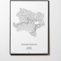 Niederösterreich | Österreich | City Map Karte Plan Bild Print Poster Illustration Framed mit Rahmen L & XL