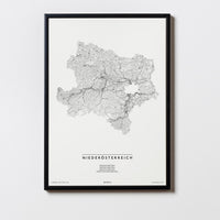 Niederösterreich | Österreich | City Map Karte Plan Bild Print Poster Illustration Framed mit Rahmen