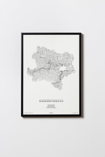 Niederösterreich | Österreich | City Map Karte Plan Bild Print Poster Illustration Framed mit Rahmen