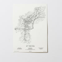 St. Pölten | Niederösterreich | City Map Karte Plan Bild Print Poster Ohne Rahmen Unframed