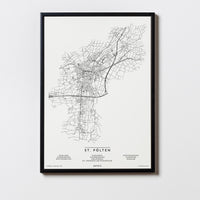 St. Pölten | Niederösterreich | City Map Karte Plan Bild Print Poster Mit Rahmen Framed