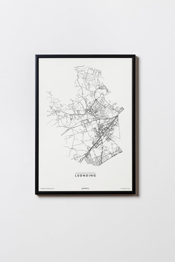 Leonding | Oberösterreich | City Map Karte Plan Bild Print Poster Mit Rahmen Framed