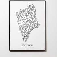 Innere Stadt | 4020 | Linz | City Map Karte Plan Bild Print Poster Mit Rahmen Framed L & XL