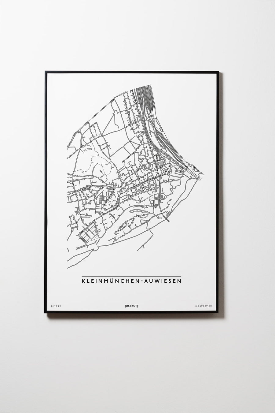 Kleinmünchen-Auwiesen | 4030 | Linz | City Map Karte Plan Bild Poster Print Mit Rahmen Framed L & XL