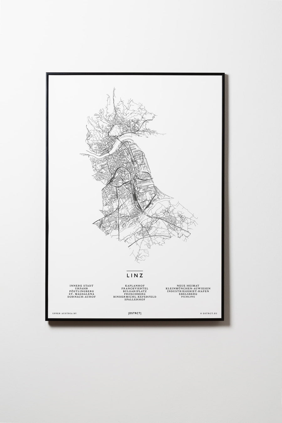Linz | Oberösterreich | Österreich | City Map Karte Plan Bild Poster Mit Rahmen Framed L & XL