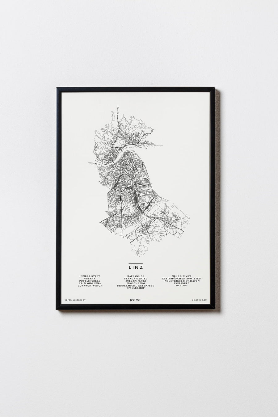 Linz | Oberösterreich | Österreich | City Map Karte Plan Bild Poster Mit Rahmen Framed