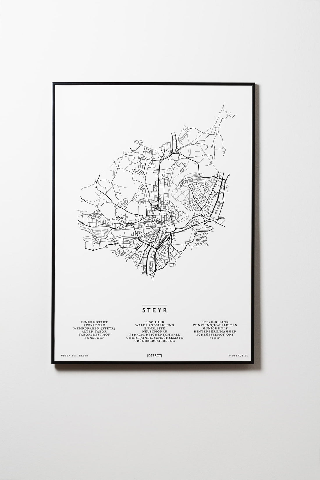 Steyr | Oberösterreich | City Map Karte Plan Bild Print Poster Mit Rahmen Framed L & XL