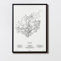 Steyr | Oberösterreich | City Map Karte Plan Bild Print Poster Mit Rahmen Framed