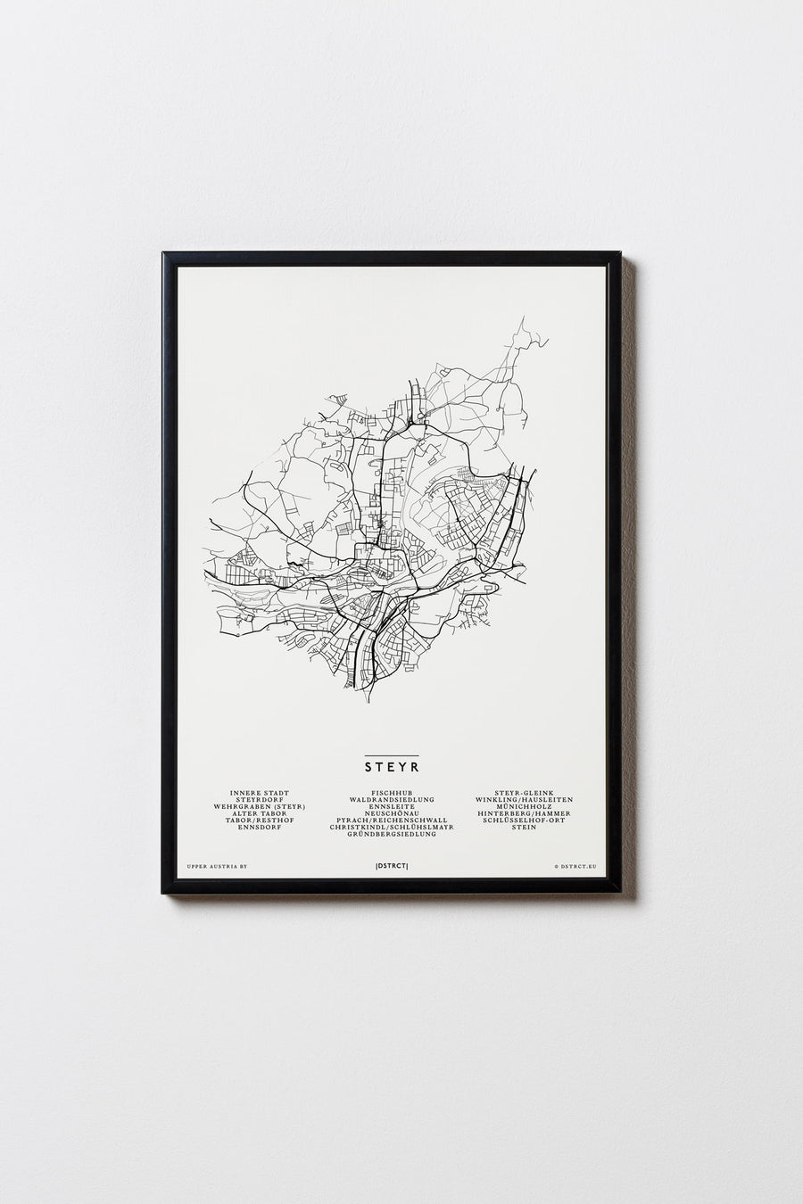 Steyr | Oberösterreich | City Map Karte Plan Bild Print Poster Mit Rahmen Framed