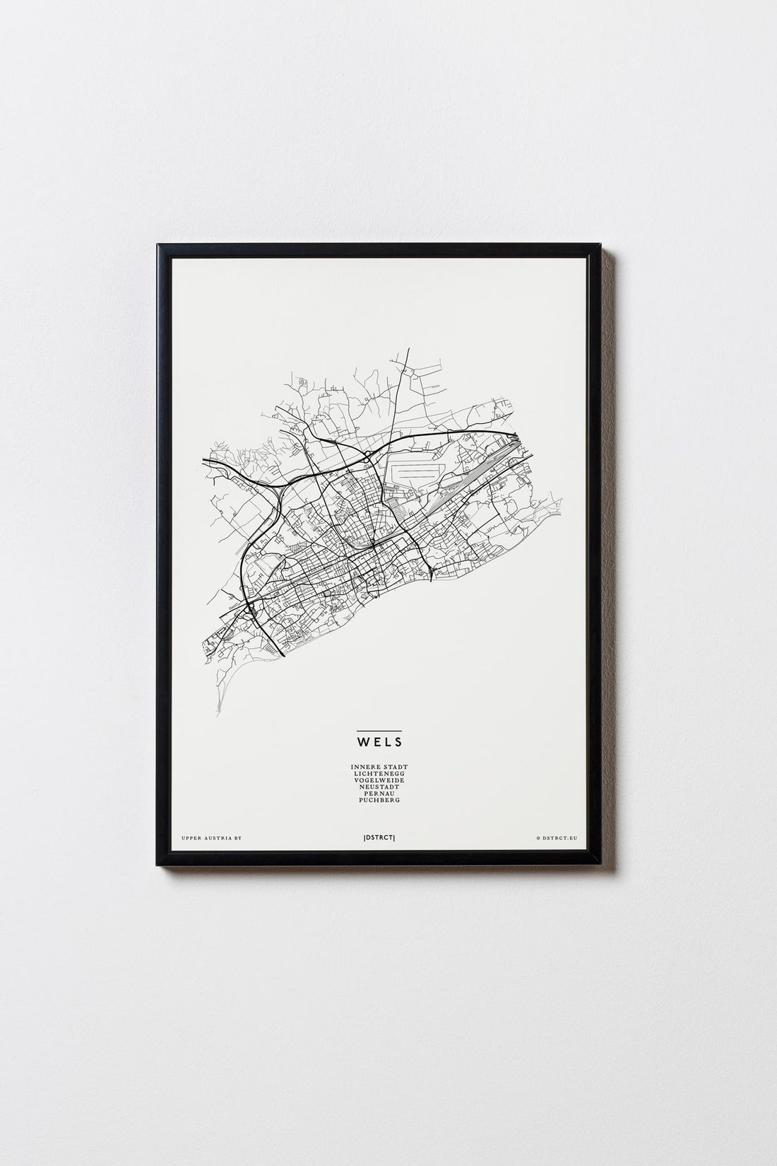 Wels | 4600 - 4606 | Oberösterreich | City Map Karte Plan Bild Print Poster Mit Rahmen Framed