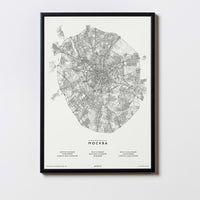 Moskau | Russland | City Map Karte Plan Bild Print Poster Mit Rahmen Framed