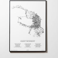 Sankt Petersburg | Russische Föderation | City Map Karte Plan Bild Print Poster Mit Rahmen Framed L & XL