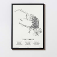 Sankt Petersburg | Russland | City Map Karte Plan Bild Print Poster Mit Rahmen Framed