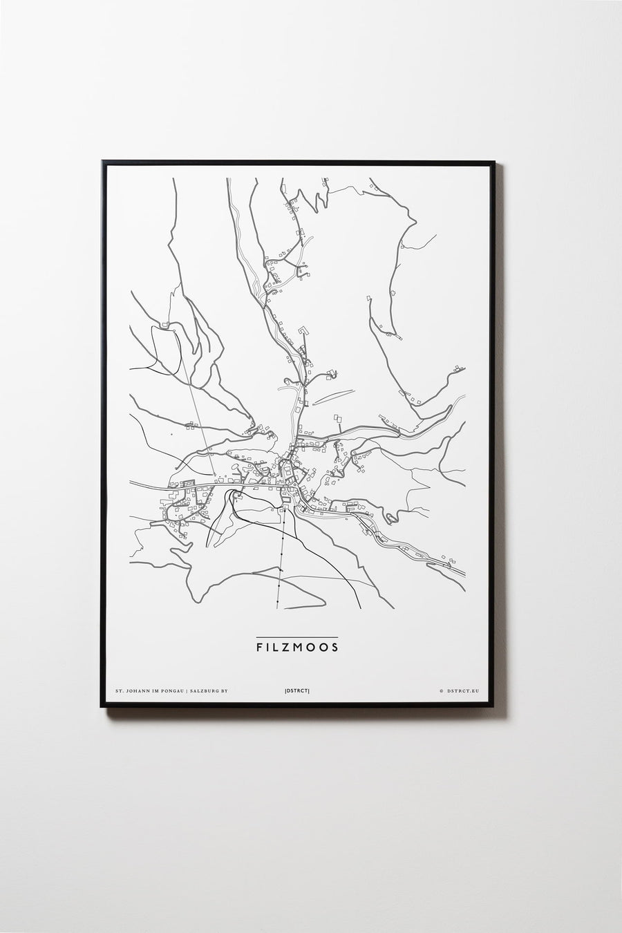 Filzmoos | Salzburg | Österreich | City Map Karte Plan Bild Print Poster Mit Rahmen Framed L & XL