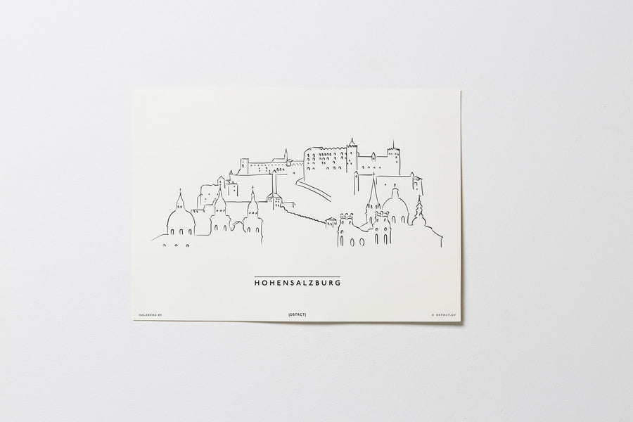 Hohensalzburg | Relaxed Design | Salzburg | Illustration Zeichnung Bild Print Poster Ohne Rahmen Unframed