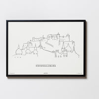 Hohensalzburg | Relaxed Design | Salzburg | Illustration Zeichnung Bild Print Poster Mit Rahmen Framed