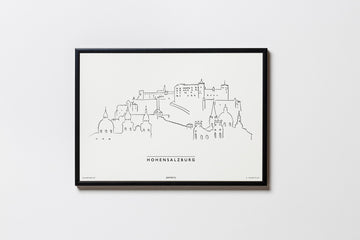 Hohensalzburg | Relaxed Design | Salzburg | Illustration Zeichnung Bild Print Poster Mit Rahmen Framed