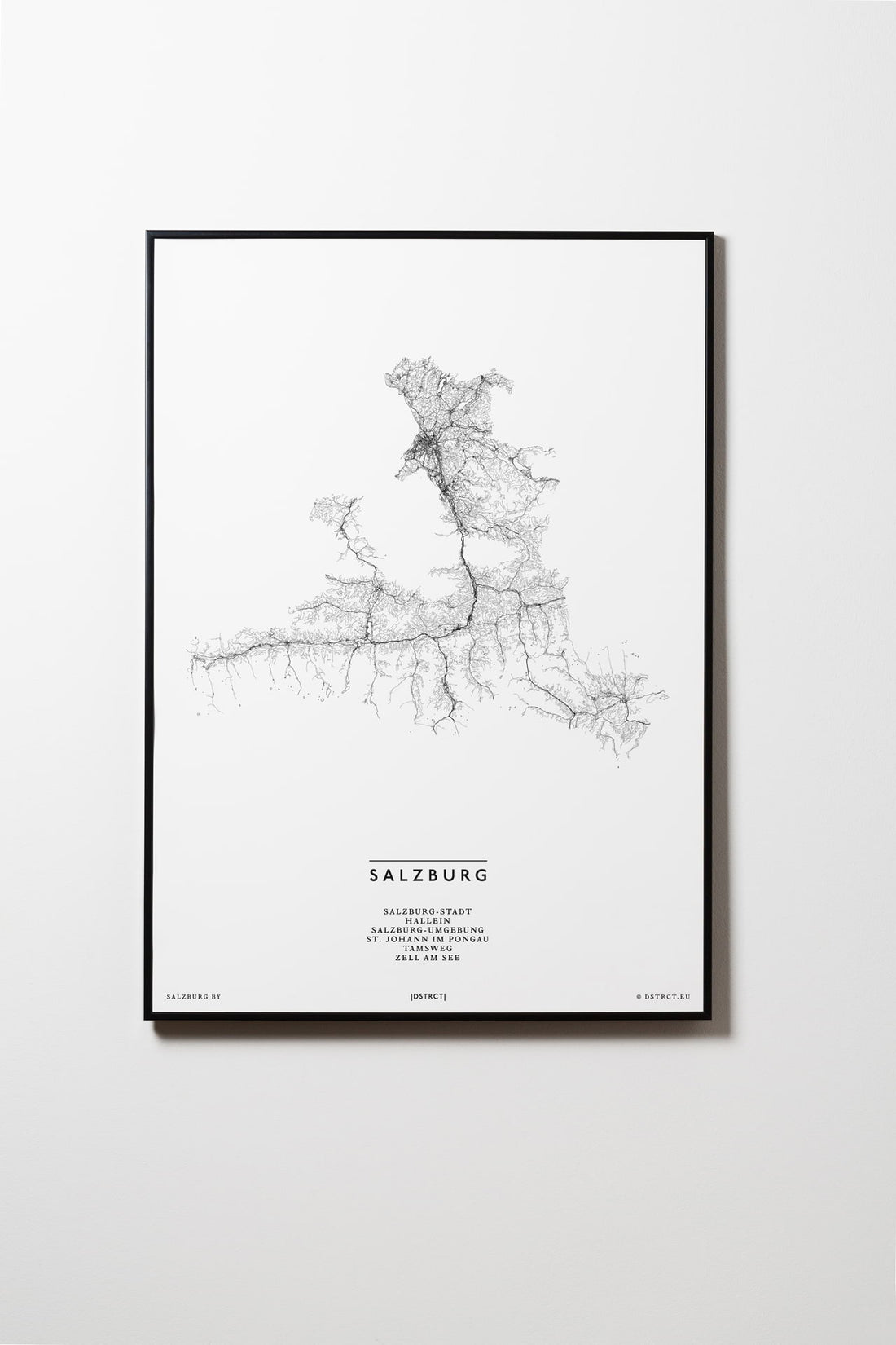 Salzburg | Österreich | City Map Karte Plan Bild Print Poster Illustration Framed mit Rahmen L & XL