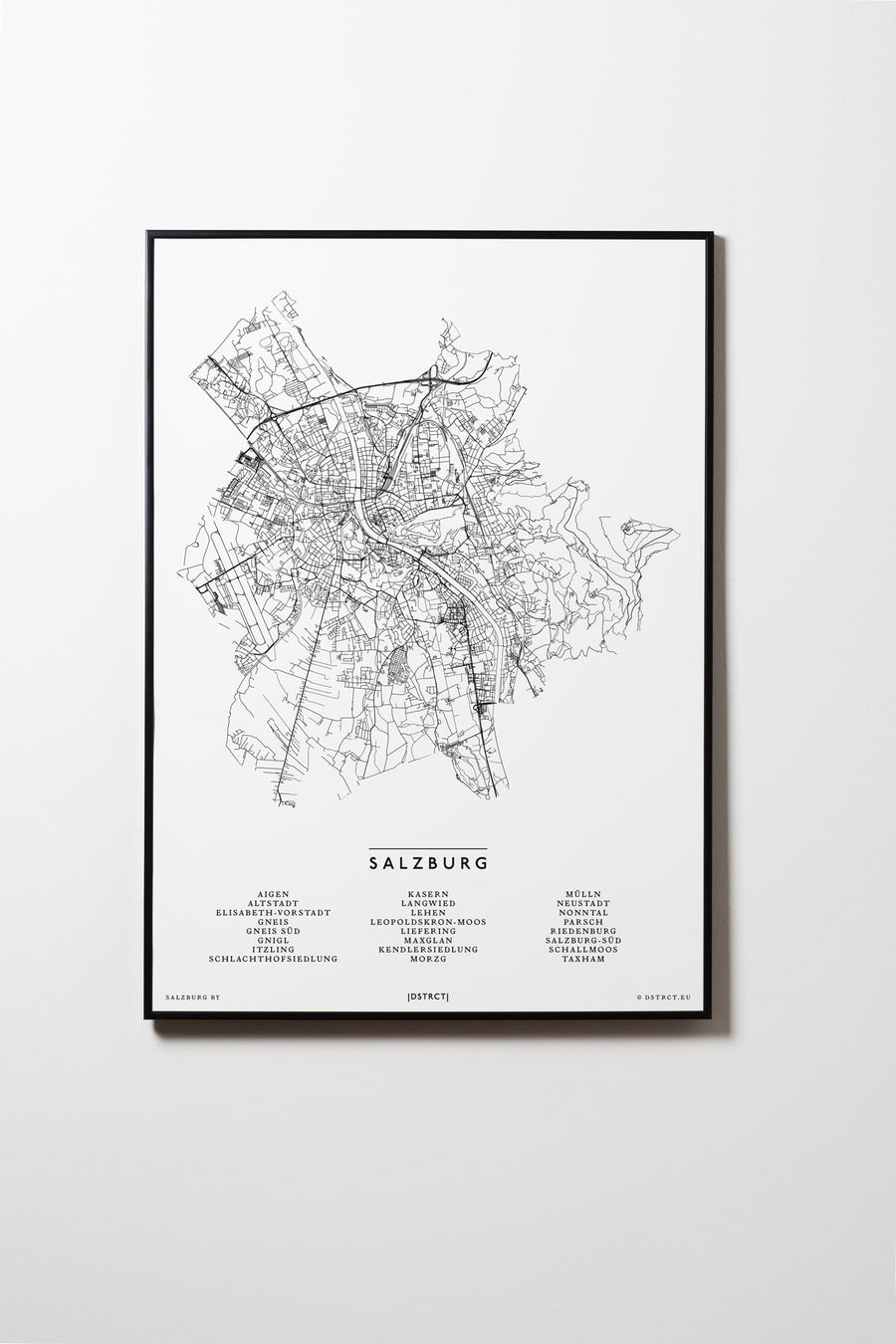 Salzburg | Österreich | City Map Karte Plan Bild Print Poster Mit Rahmen Framed L & XL