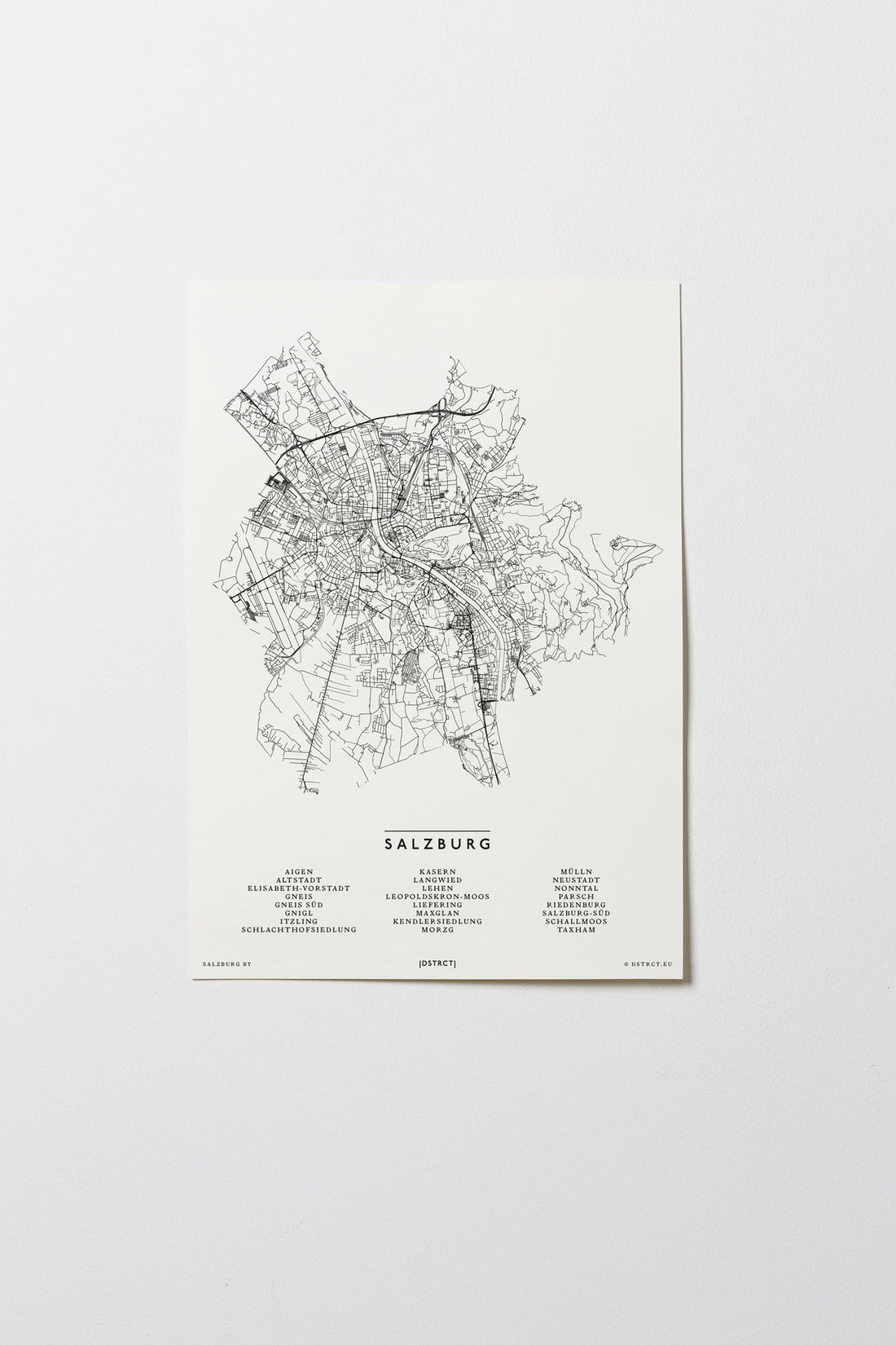 Salzburg | Österreich | City Map Karte Plan Bild Print Poster Ohne Rahmen Unframed