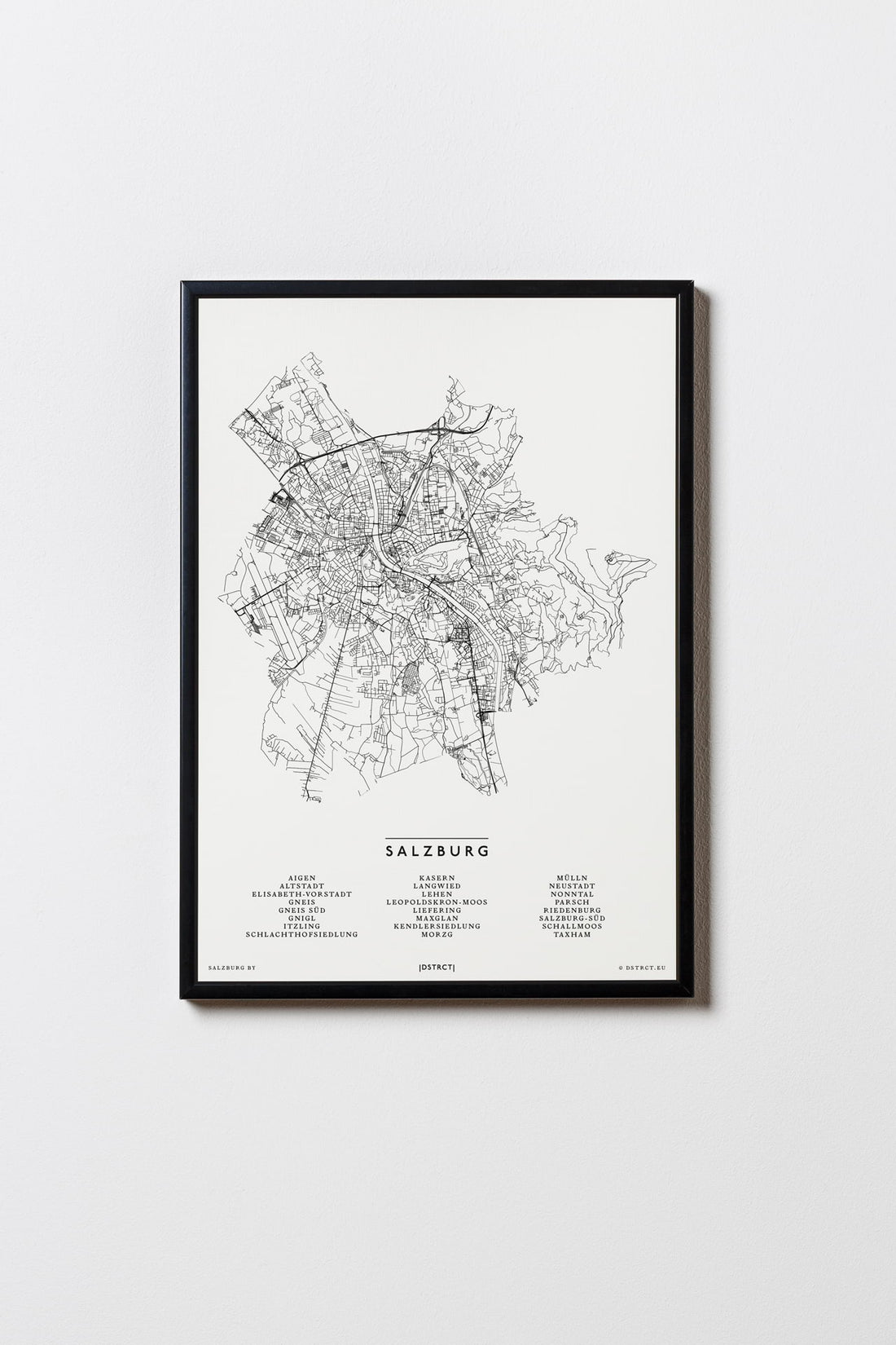 Salzburg | Österreich | City Map Karte Plan Bild Print Poster Mit Rahmen Framed