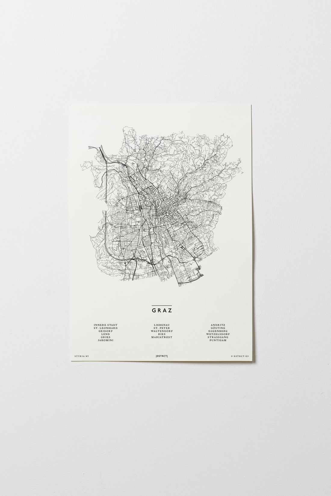 Graz | Steiermark | Österreich | City Map Karte Plan Bild Print Poster Ohne Rahmen Unframed