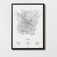 Graz | Steiermark | Österreich | City Map Karte Plan Bild Print Poster Mit Rahmen Framed