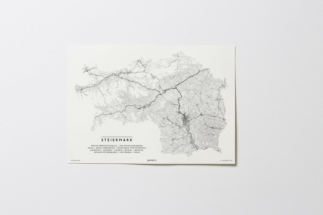 Steiermark | Österreich | City Map Karte Plan Bild Print Poster Illustration Unframed Ohne Rahmen