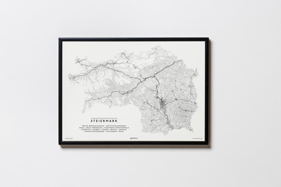 Steiermark | Österreich | City Map Karte Plan Bild Print Poster Illustration Framed mit Rahmen