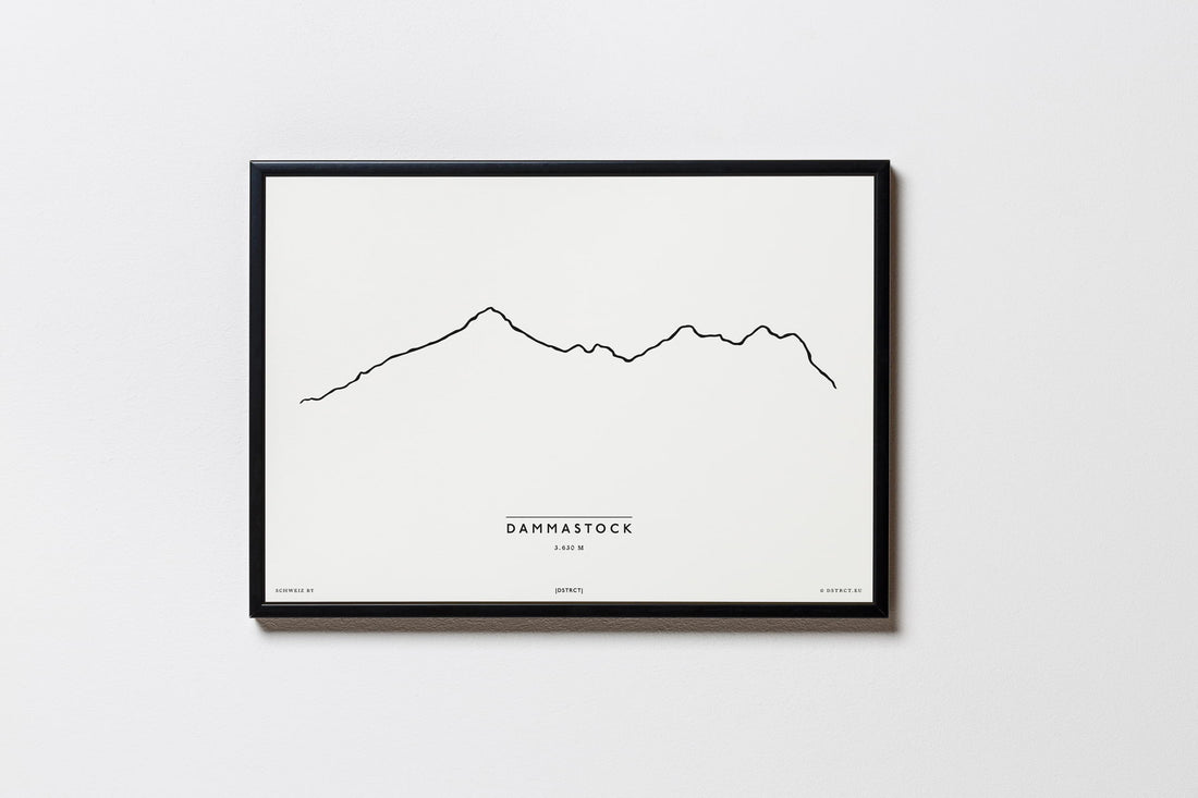 Dammastock | Schweiz | Illustration | Zeichnung Bild Print Poster Mit Rahmen Framed