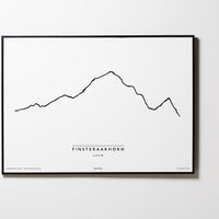 Finsteraarhorn | Schweiz | Illustration | Zeichnung Bild Print Poster Mit Rahmen Framed L & XL