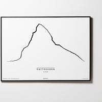Matterhorn | Schweiz | Italien | Illustration | Zeichnung Bild Print Poster Mit Rahmen Framed L & XL