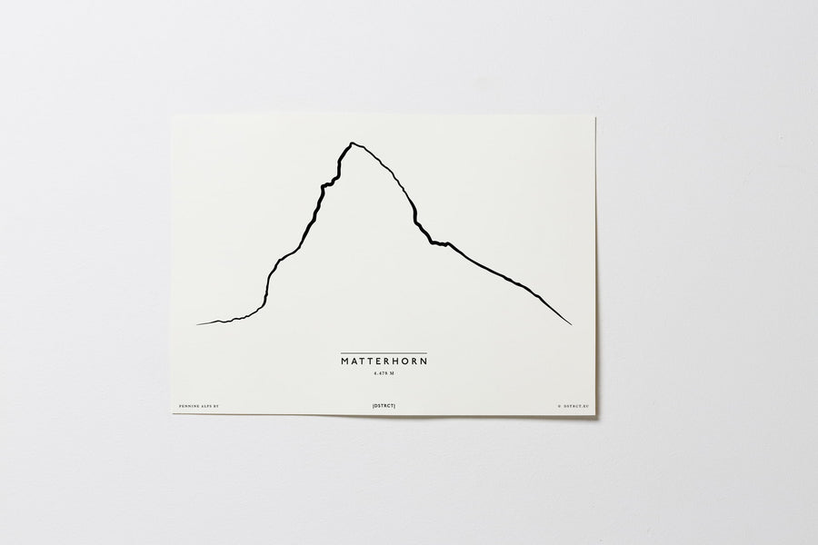 Matterhorn | Schweiz | Italien | Illustration | Zeichnung Bild Print Poster Ohne Rahmen Unframed