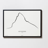 Matterhorn | Schweiz | Italien | Illustration | Zeichnung Bild Print Poster Mit Rahmen Framed