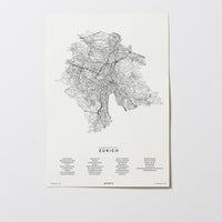 Zürich | Schweiz | City Map | Karte | Plan | Print | Map | Ohne Rahmen | Unframed